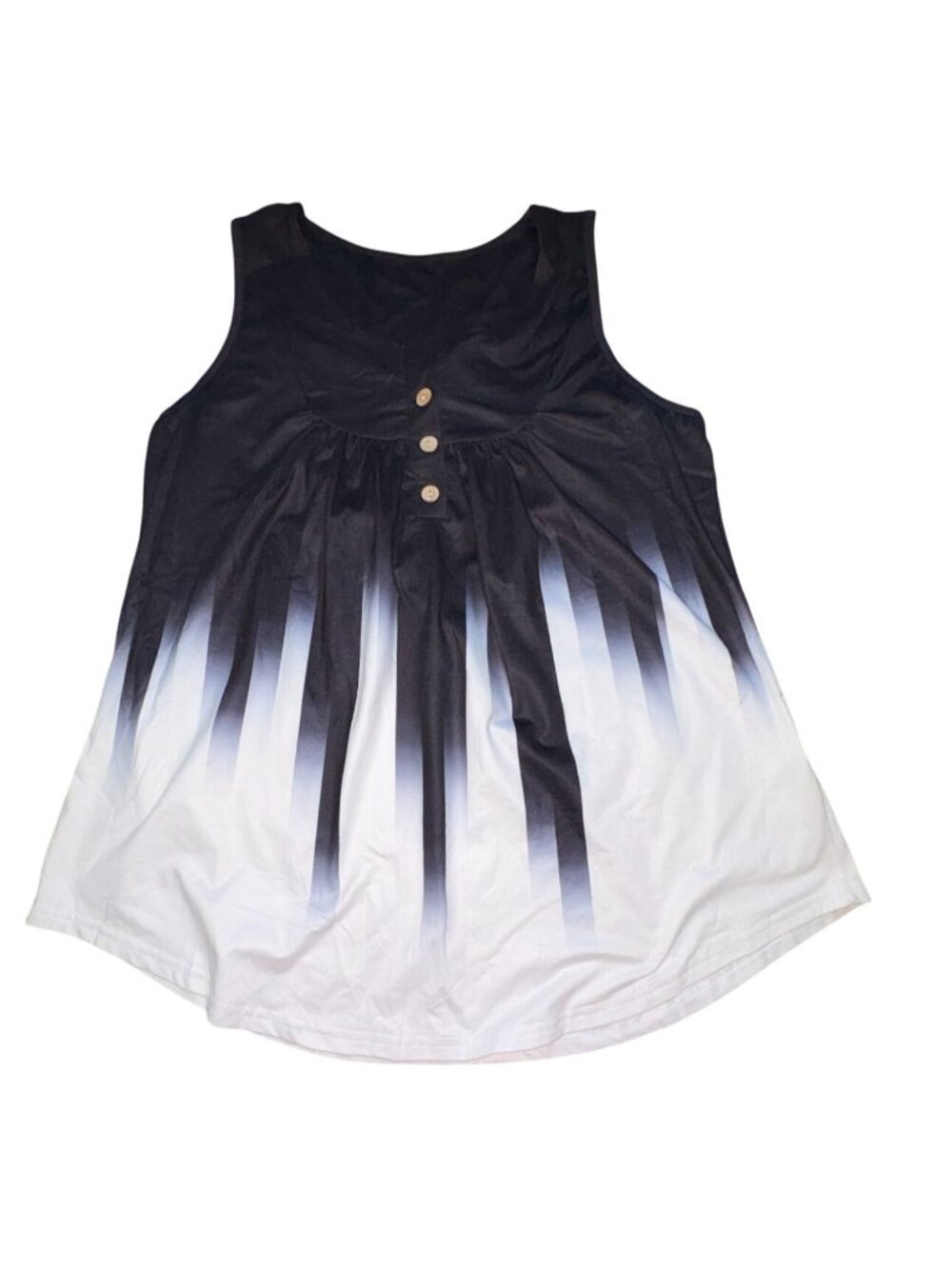 Unbranded Gradient Sleeveless Pleated Tunic TopBlack/White-L-GUC